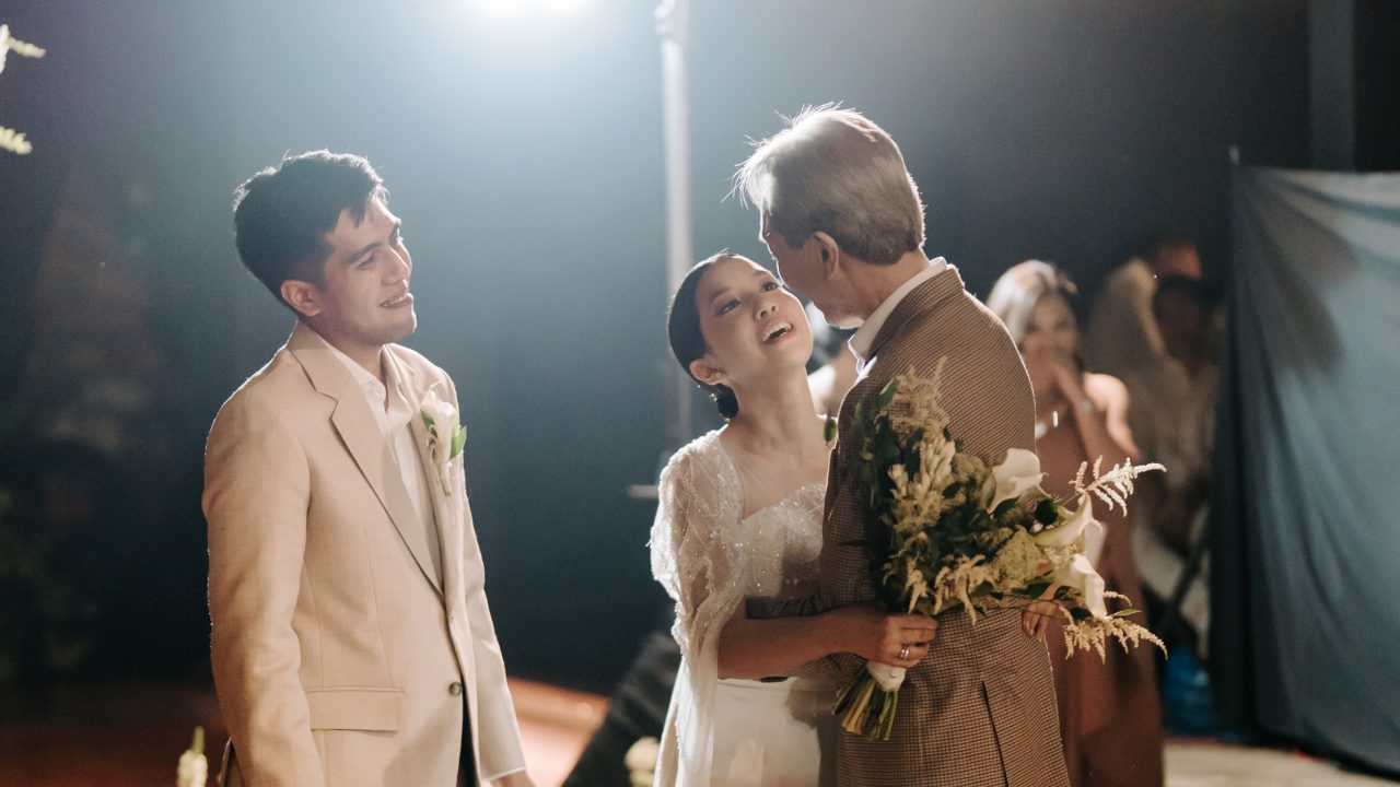 wedding couple and parent